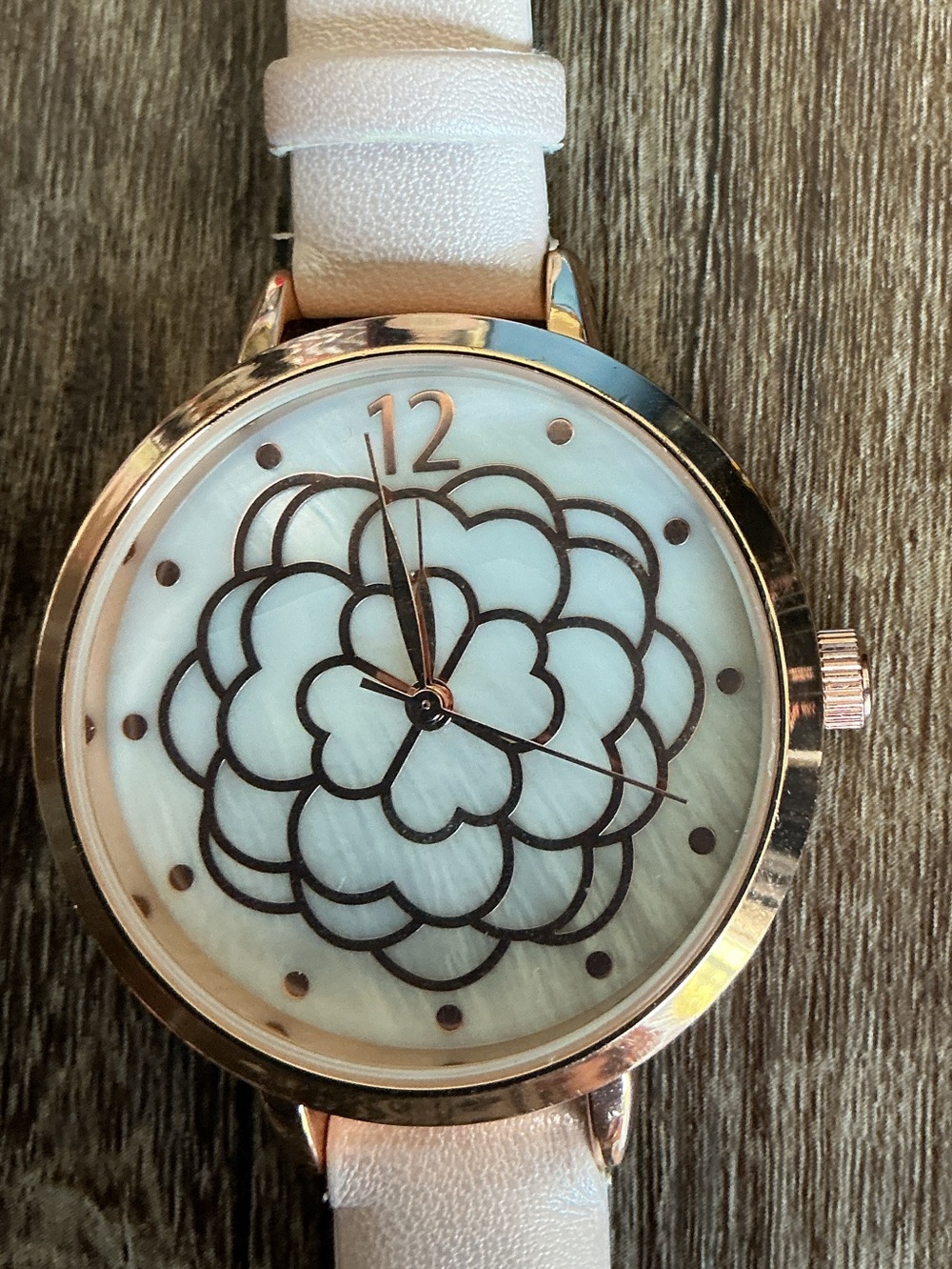 Rose Gold Floral Dial Women's Watch